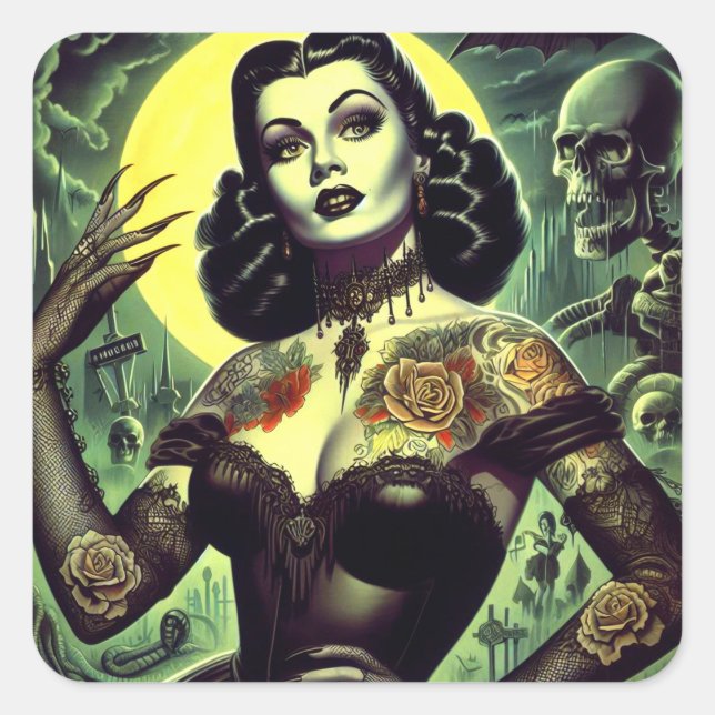 Sticker Carré Femme Tattoo Goth (Devant)