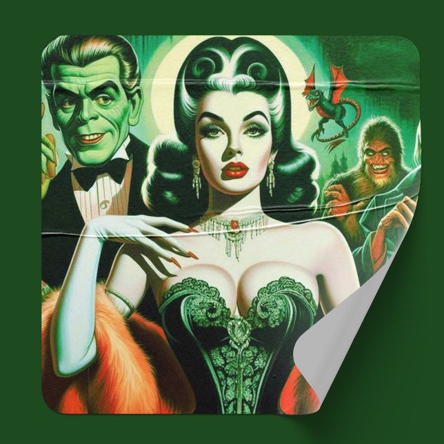 Sticker Carré Femme vampire gothique vintage (Créateur téléchargé)