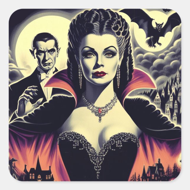 Sticker Carré Femme vintage Hot Vampire (Devant)