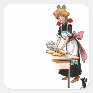 Sticker Carré Femme vintage Roulant Dough