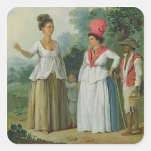 Sticker Carré Femmes de couleur de l'ouest de l'Inde, avec un en