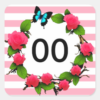 Sticker Carré FEMMES Rose lunaire 18e 21e 30e 40e anniversaire