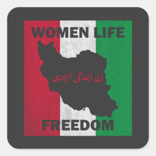 Sticker Carré Femmes Vie Liberté Vintage Iran Distressed Gratuit