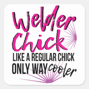 Sticker Carré Femmes Welder Way Glacière Drôle Souder Humoristiq