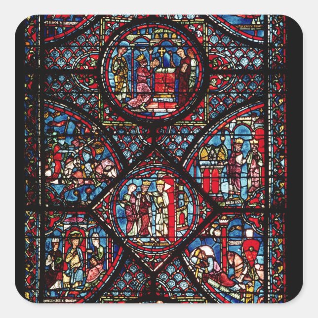 Sticker Carré Fenêtre représentant des scènes (Devant)