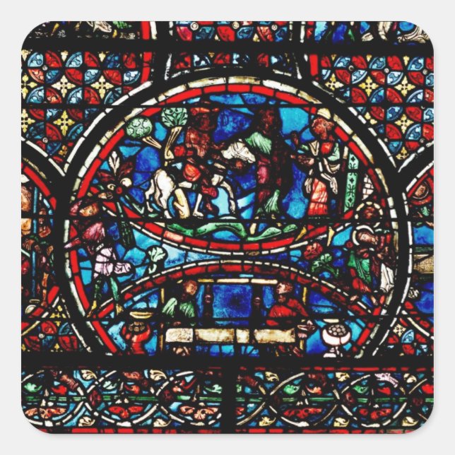 Sticker Carré Fenêtre représentant le bon samaritain (Devant)