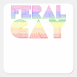 Sticker Carré Feral Gay LGBT Gay Bi Pan Trans Pride meme Arc en