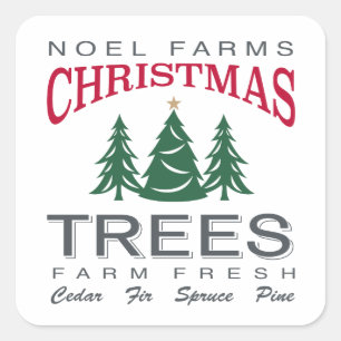 STICKER CARRÉ FERME D'ARBRES DE NOËL