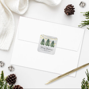 Sticker Carré Ferme de Noël familiale personnalisée Fêtes de fin