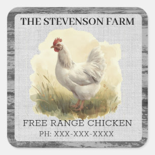 Sticker Carré Ferme de poulets de chair de volaille en liberté d