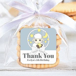 Sticker Carré Ferme de Remerciement Petit Mouton Enfants Anniver