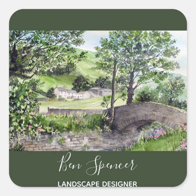 Sticker Carré Ferme près de Thirlmere, Lake District, Angleterre (Devant)