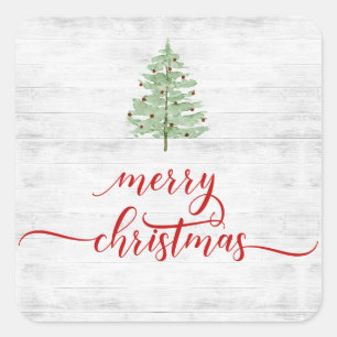 Sticker Carré Ferme Russe Shiplap Blanc Bois Noël