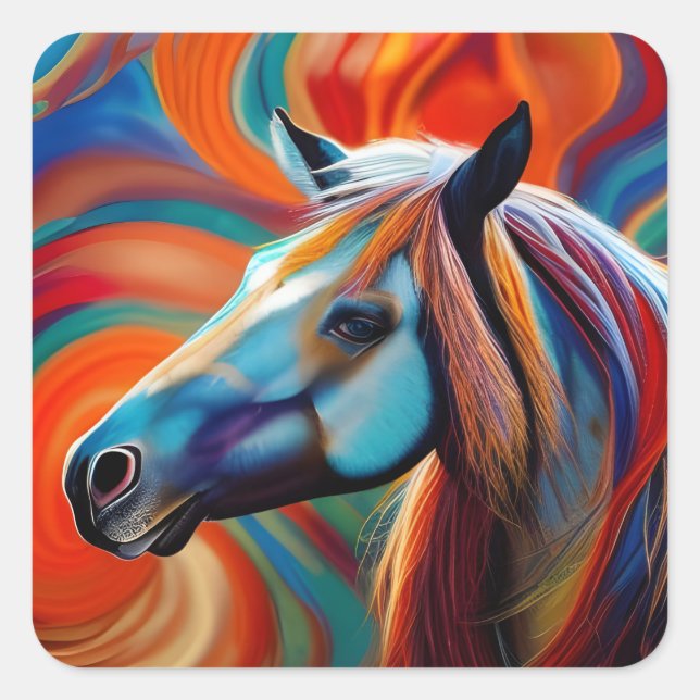 Sticker Carré Fermer la tête du cheval (Devant)