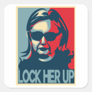 Sticker Carré FERMEZ À CLEF SA Anti-Hillary HAUTE