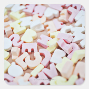 Sticker Carré Fermez-vous de l'alphabet vibrant de sucrerie