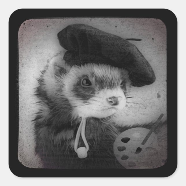 Sticker Carré Ferret (Devant)
