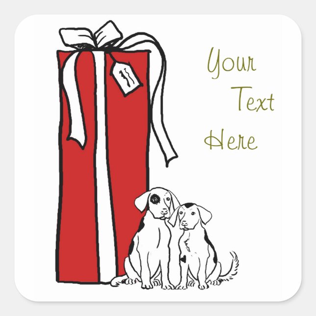 Sticker Carré Festif Noël Snowflake Chien (Devant)