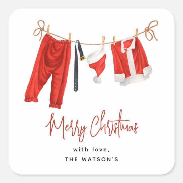 Sticker Carré Festin ligne de vêtements Noël du Père Noël (Devant)