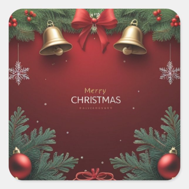 Sticker Carré Festive Christmas Bells and Ornaments design  (Devant)
