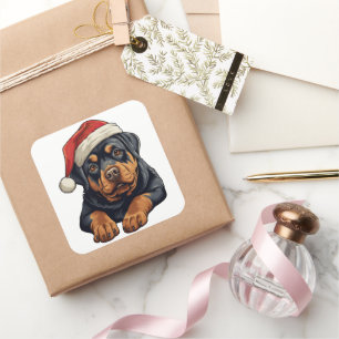 Sticker Carré Festive Christmas Rottweiler