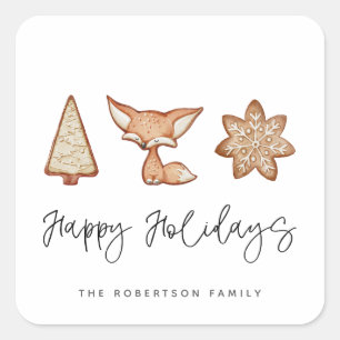 Sticker Carré Festive Cookie Trio Noël