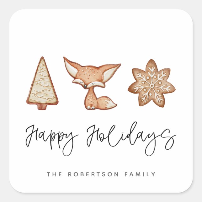 Sticker Carré Festive Cookie Trio Noël (Devant)