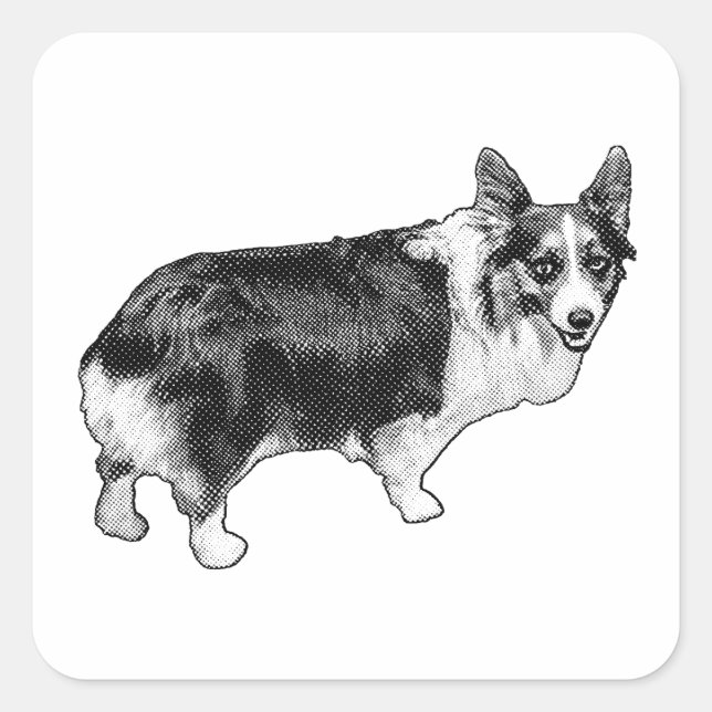 Sticker Carré Festive Corgi Pop-Seal (Devant)