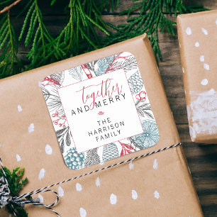 Sticker Carré Festive hiver verdure vacances