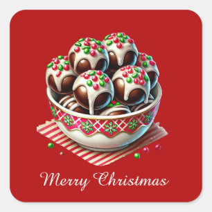 Sticker Carré Festive Joyeux chocolat de Noël bonbon
