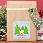 Sticker Carré Festive Llama Christmas<br><div class="desc">Festive Llama Noël Célébrez le Noël de cette année avec cette Llama festive joyeuse, lumineuse et colorée. Cette jolie lama transporte des paquets de Noël à la fête de cette année. Un design parfait pour des vacances et des rassemblements d'hiver inoubliables. Le design est entièrement personnalisable. Consultez la papeterie de...</div>