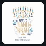 Sticker Carré Festive Menorah Hanoukka<br><div class="desc">Design Festif de Menorah Hanoukka.</div>