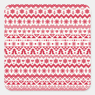 Sticker Carré Festive Noël sans couture motif.