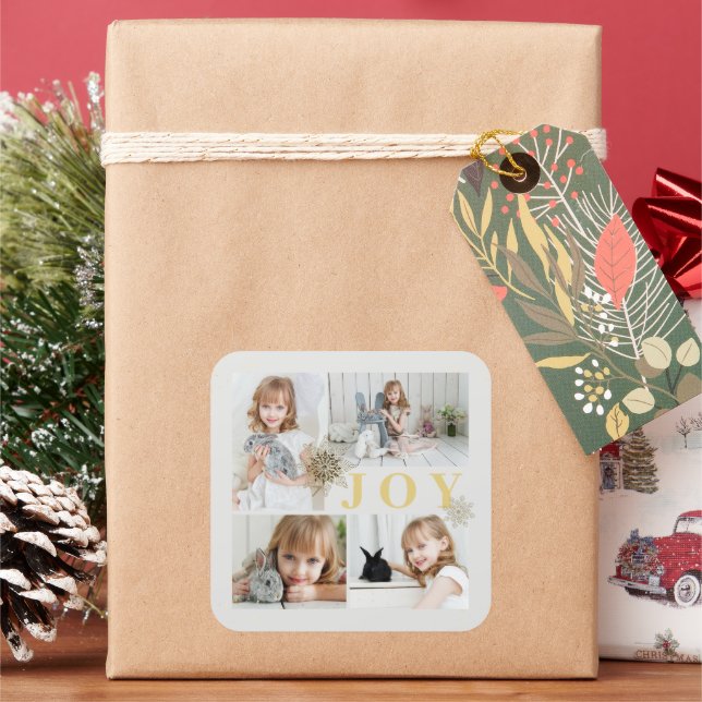 Sticker Carré Festive Sparkling Gold Joie Noël Photo Holiday (vacances)