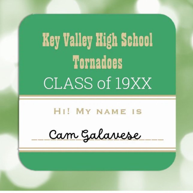 Sticker Carré Fête ! Balise de nom de réunion de classe personna (Créateur téléchargé)