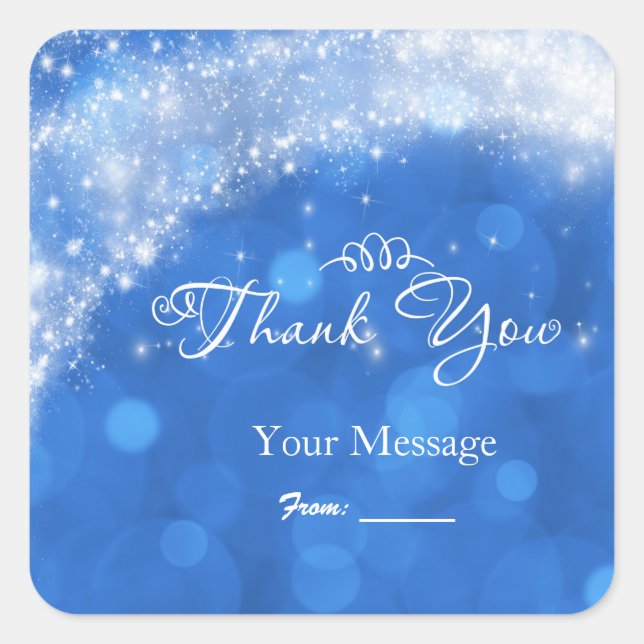 Sticker Carré Fête Cendrillon Étincelle Bleu & Blanc Tous Événem (Devant)