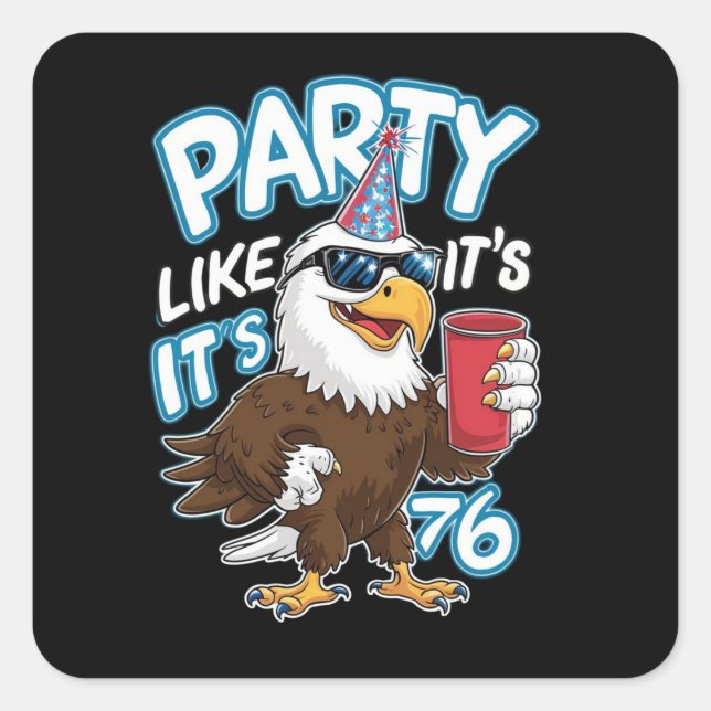 Sticker Carré Fête comme c'est en 1776 (Devant)