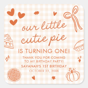 Sticker Carré Fête d'anniversaire à la main d'un petit gâteau 1