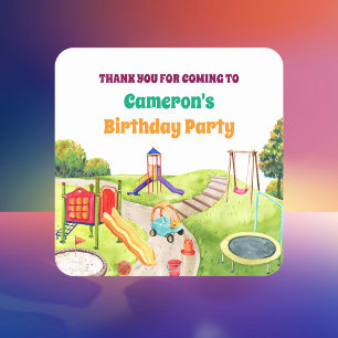 Sticker Carré Fête d'anniversaire à l'aire de jeux colorée