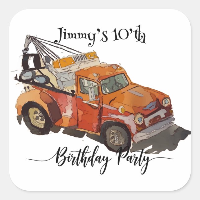 Sticker Carré Fête d'anniversaire avec épave (Devant)