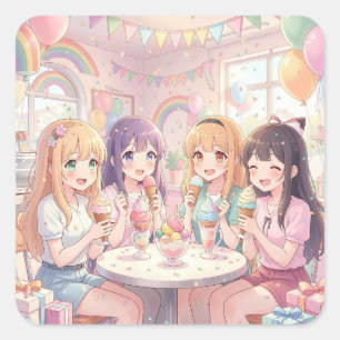 Sticker Carré Fête d'anniversaire de glace personnalisée pour fi