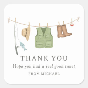 Sticker Carré Fête d'anniversaire de pêche