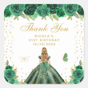 Sticker Carré Fête d'anniversaire de princesse aux cheveux blond