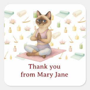 Sticker Carré Fête d'anniversaire de yoga pour Amoureux de les c