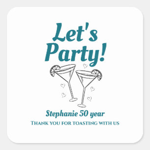 Sticker Carré Fête d'anniversaire des 50 ans de la femme au cock