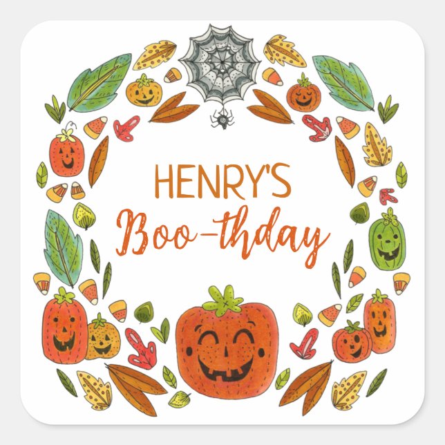 Sticker Carré Fête d'anniversaire d'Halloween Favoriser (Devant)