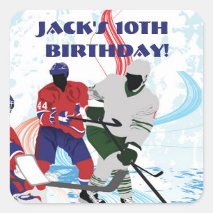 Sticker Carré Fête d'anniversaire du hockey