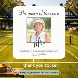 Sticker Carré Fête d'anniversaire élégante de tennis photo pour