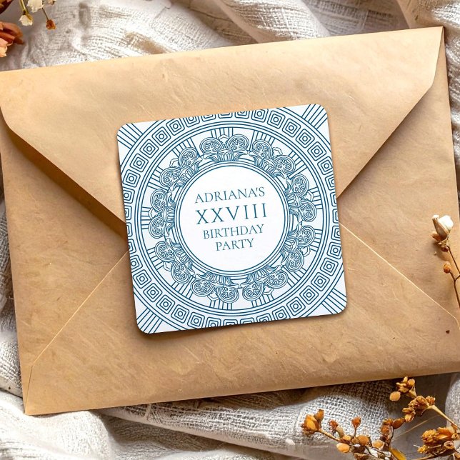 Sticker Carré Fête d'anniversaire en toge bleue (Créateur téléchargé)