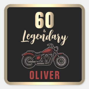 Sticker Carré Fête d'anniversaire moto vintage 60 ans